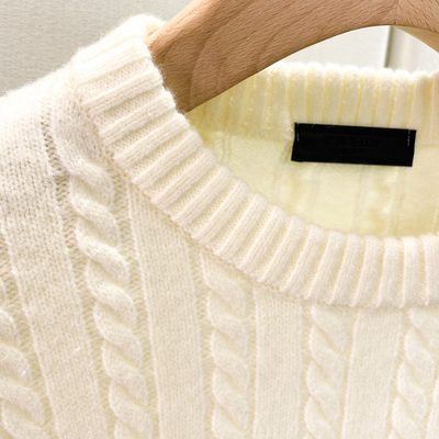 Prada black cable-knit crewneck sweater — 5