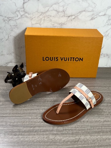 Louis Vuitton Damier Azur Palma flat thong sandals — 4