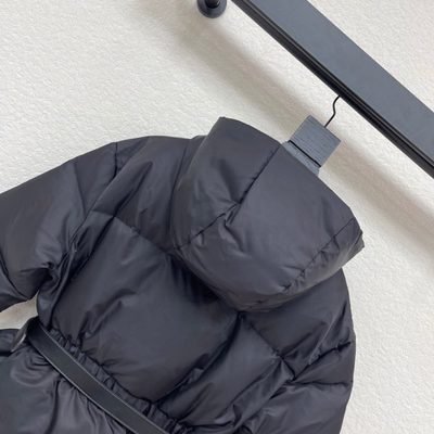 Prada Women's Re-Nylon Belted Hooded Short Puffer Jacket — 7
