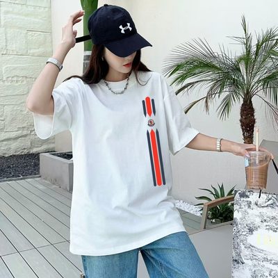 Moncler embroidered tricolor logo cotton T-shirt — 10