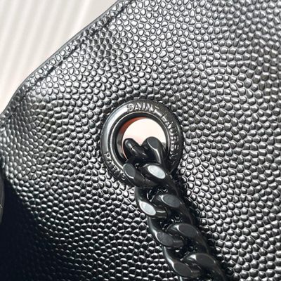 Saint Laurent grey grain de poudre textured leather envelope chain bag — 7