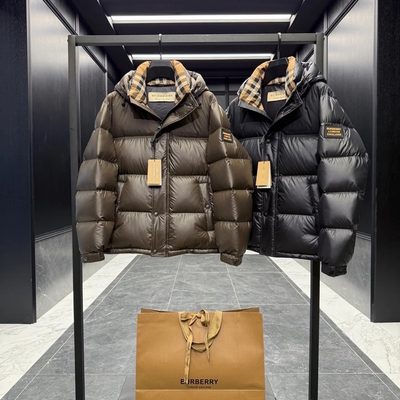 Burberry shiny shell hooded puffer jackets