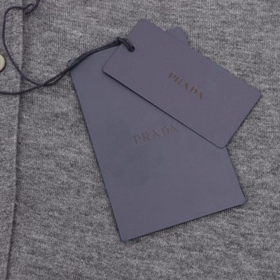 Prada fine-knit anthracite grey virgin wool V-neck cardigan — 6