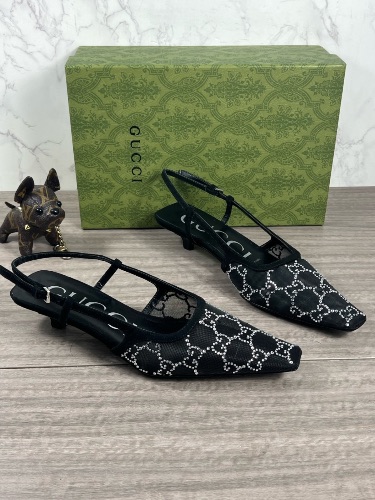 Gucci Demi crystal-embellished mesh slingback pumps — 4