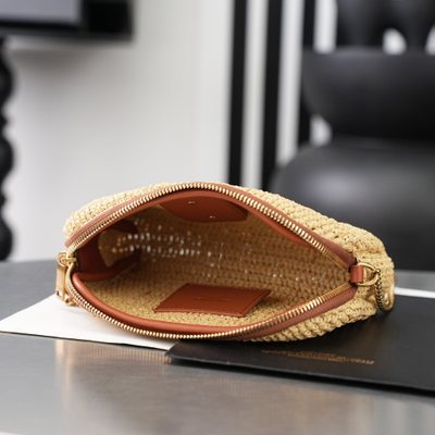 Saint Laurent Gaby leather-trimmed raffia shoulder bag — 11