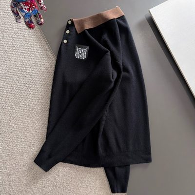 Dior long-sleeved cable-knit polo sweater — 7