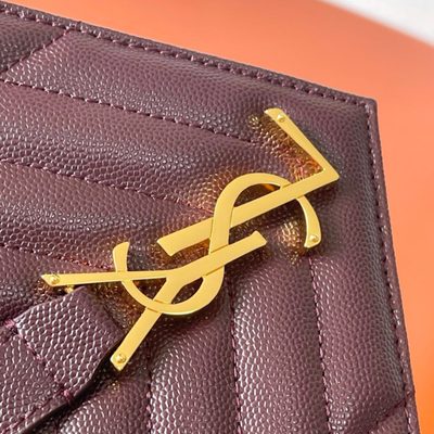 Saint Laurent grey grain de poudre textured leather envelope chain bag — 5