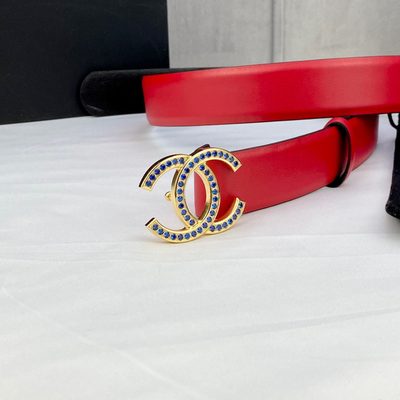 CHANEL Red Patent Leather CC Logo Belt — 9