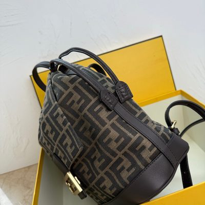 Fendi Brown FF Jacquard Fabric Backpack (T) — 3