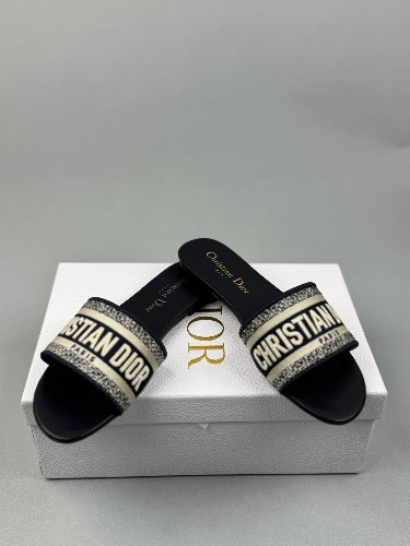 Christian Dior Dway black fabric embroidered slides — 4