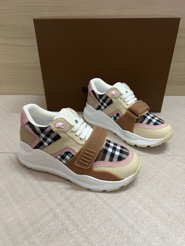 Burberry Check Cotton and Leather Sneakers — 4