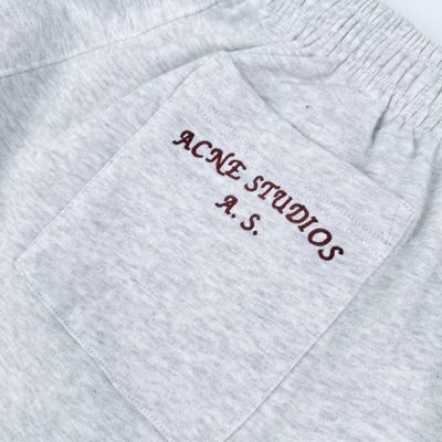 Acne Studios pale grey melange fleece logo sweatpants — 5