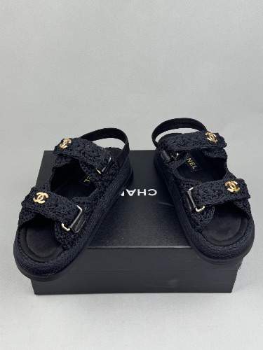 Chanel Crochet Velcro Dad Sandals in black — 4