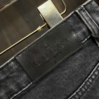 Gucci dark gray stone-washed cotton denim jacket and matching wide-leg jeans — 15