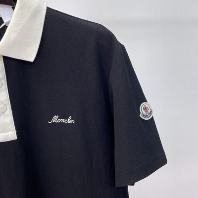 Moncler black and white cotton piquet polo shirt — 9