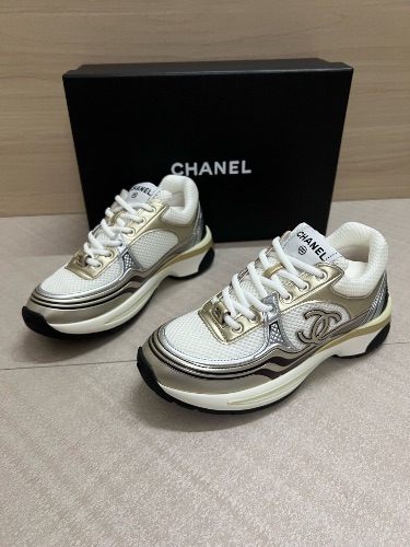 Chanel CC Runner sneakers in white, gold, and silver — 3