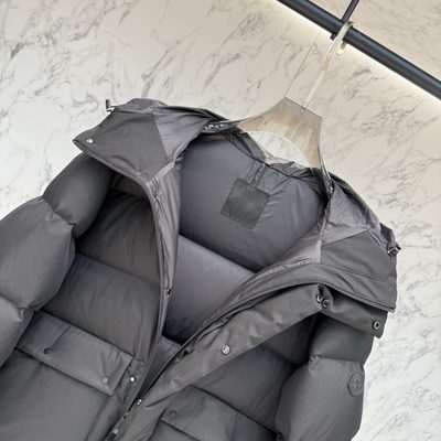 Moncler black Avioth or Bretagne hooded mid-length down jacket — 7