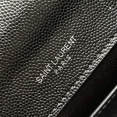 Saint Laurent grey grain de poudre textured leather envelope chain bag — 7