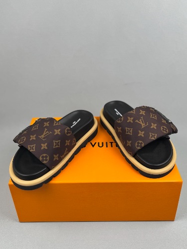 Louis Vuitton Pool Pillow Flat Comfort Mules in cacao brown monogram nylon — 4