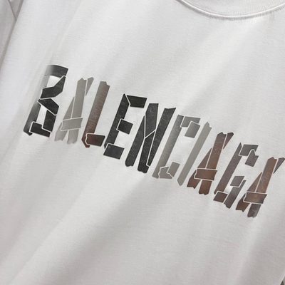 Balenciaga Black Cotton Oversized Tape Logo T-Shirt — 7