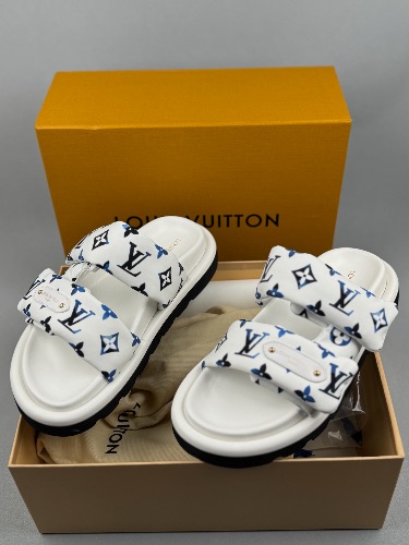 Louis Vuitton Pool Pillow Comfort Mules in blue and white monogram nylon