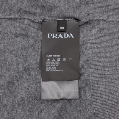 Prada fine-knit anthracite grey virgin wool V-neck cardigan — 9