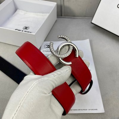 Chanel leather belt features a distinctive silver CC logo buckle — 3