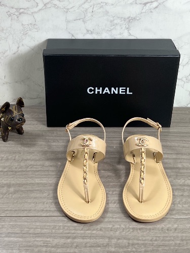 Chanel Lambskin Chain CC Logo Thong Sandals — 3