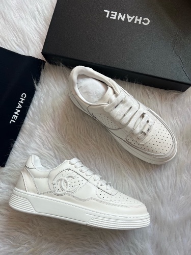 Chanel calfskin leather sneakers