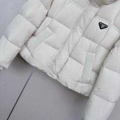 Prada white Re-Nylon cropped down puffer jacket — 5