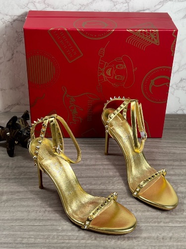 Christian Louboutin gold metallic kid leather So Me 100 sandals — 4