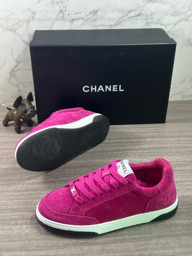 Chanel Suede Calfskin Logo Sneakers