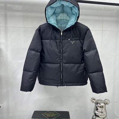 Prada Re-Nylon Gabardine Hooded Down Jacket — 3
