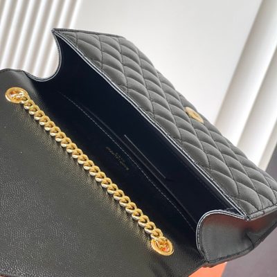 Saint Laurent grey grain de poudre textured leather envelope chain bag — 8