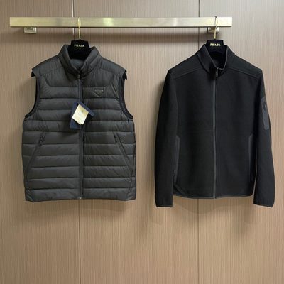 Prada hybrid knit and down puffer jacket — 7
