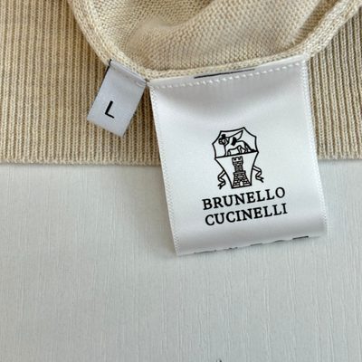 Brunello Cucinelli navy blue fine-knitted short-sleeve polo shirt — 8