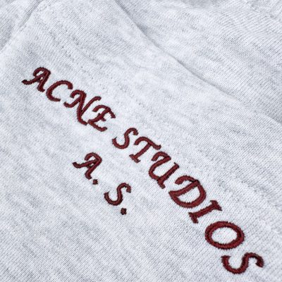 Acne Studios pale grey melange fleece logo sweatpants — 6