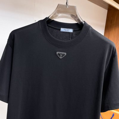 Prada white triangle-logo cotton T-shirt — 3