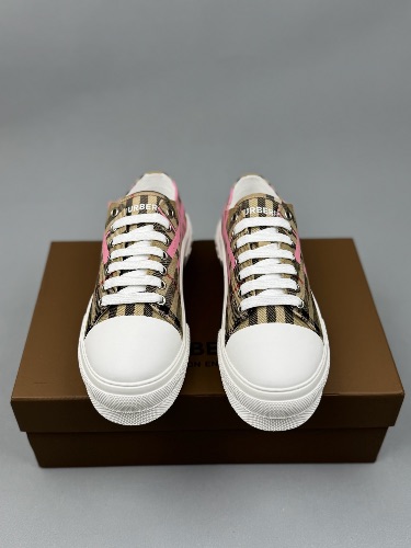 Burberry Women's Pink and Tan Check Platform Sneakers — 3