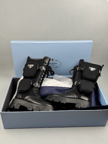 Prada Monolith Brushed Leather and Re-Nylon boots