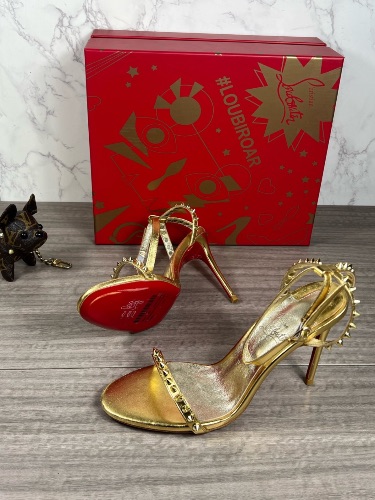 Christian Louboutin So Me 100 mm spiked gold metallic leather sandals
