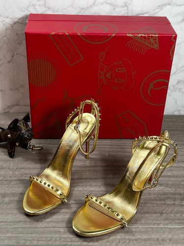 Christian Louboutin gold metallic kid leather So Me 100 sandals — 3