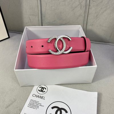 Chanel belt features a silver-toned, rhinestone-encrusted CC logo buckle — 3