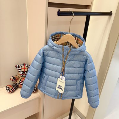 Burberry Kids Checker-tape Nylon Hooded Puffer Jacket — 4