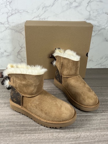 UGG Bailey Bow boots featuring a brown Louis Vuitton monogram — 4