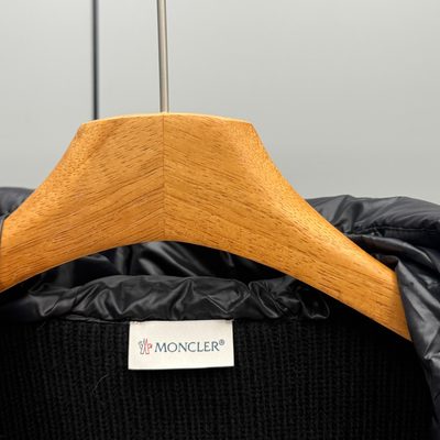 Moncler Black Padded Wool / Cashmere-Blend Zip-Up Cardigan — 7