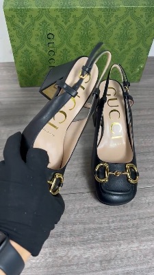 Gucci Horsebit leather slingback pumps — 5