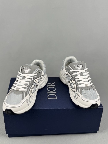 Dior B30 grey and white sneakers featuring a reflective CD signature — 4