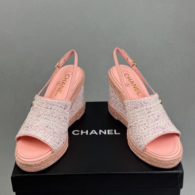 Chanel tweed wedge sandals — 4