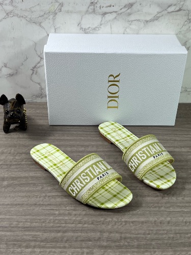 Dior Dway Slide Lime Pop Mizza Embroidered Cotton sandals — 4